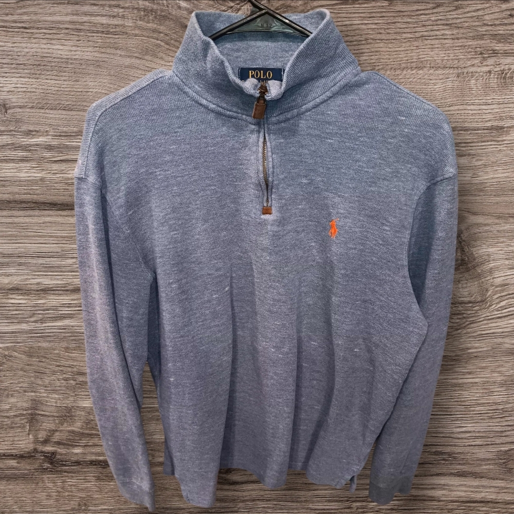 Polo Ralph Lauren Men's Quarter Zip-Up Gray Sweater